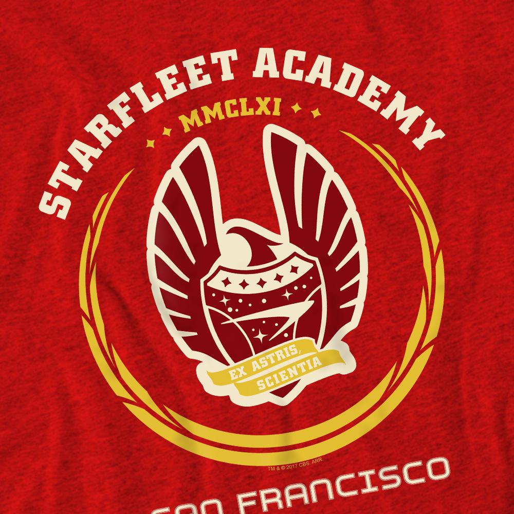 Red - Pack Shot - Star Trek Unisex Adult Academy Heraldry T-Shirt