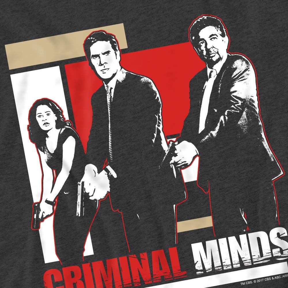 Charcoal - Pack Shot - Criminal Minds Unisex Adult Guns Drawn T-Shirt