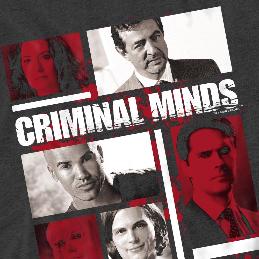Charcoal - Pack Shot - Criminal Minds Unisex Adult Character Boxes T-Shirt