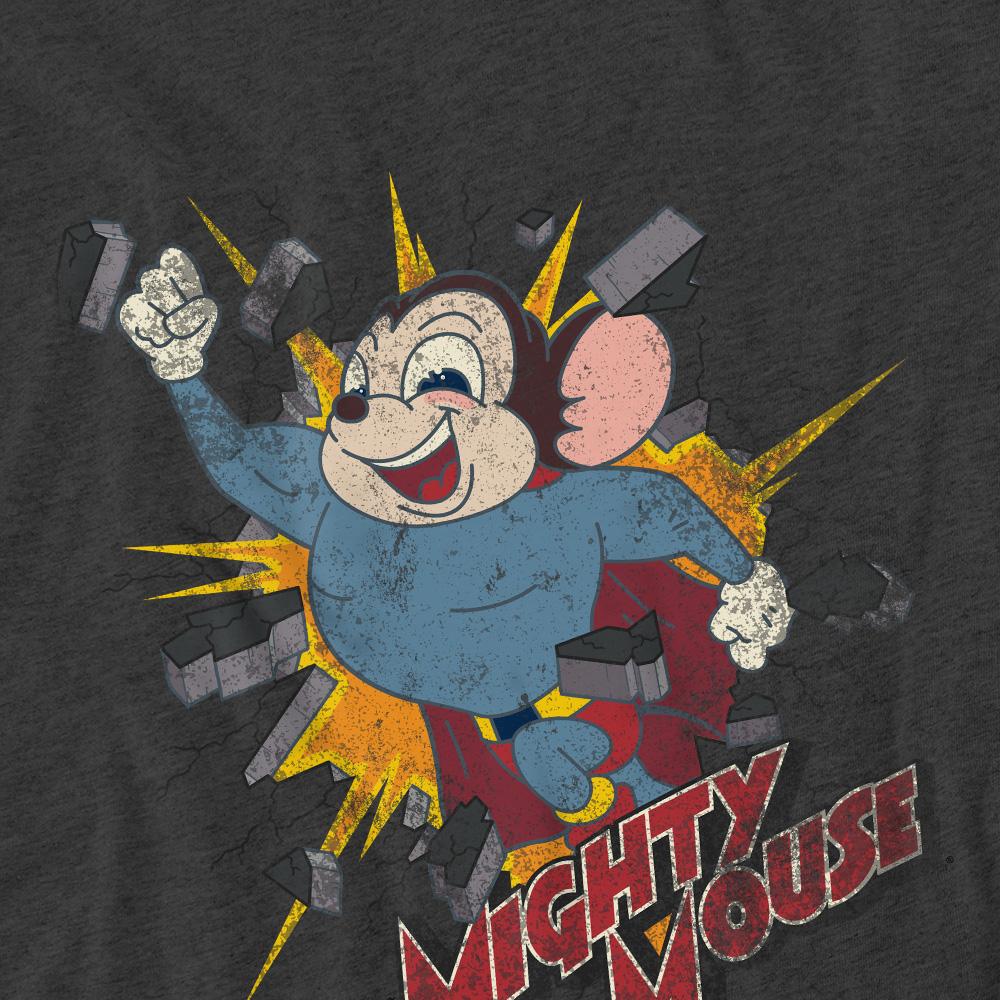 Charcoal - Pack Shot - Mighty Mouse Unisex Adult Break Through T-Shirt