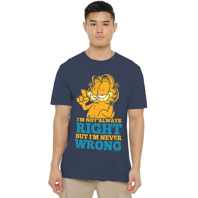 Navy - Side - Garfield Unisex Adult Never Wrong T-Shirt