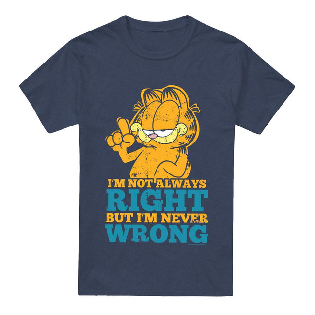 Navy - Front - Garfield Unisex Adult Never Wrong T-Shirt