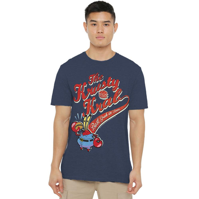 Navy - Side - SpongeBob SquarePants Unisex Adult The Krusty Krab T-Shirt