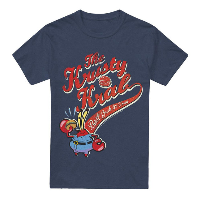 Navy - Front - SpongeBob SquarePants Unisex Adult The Krusty Krab T-Shirt