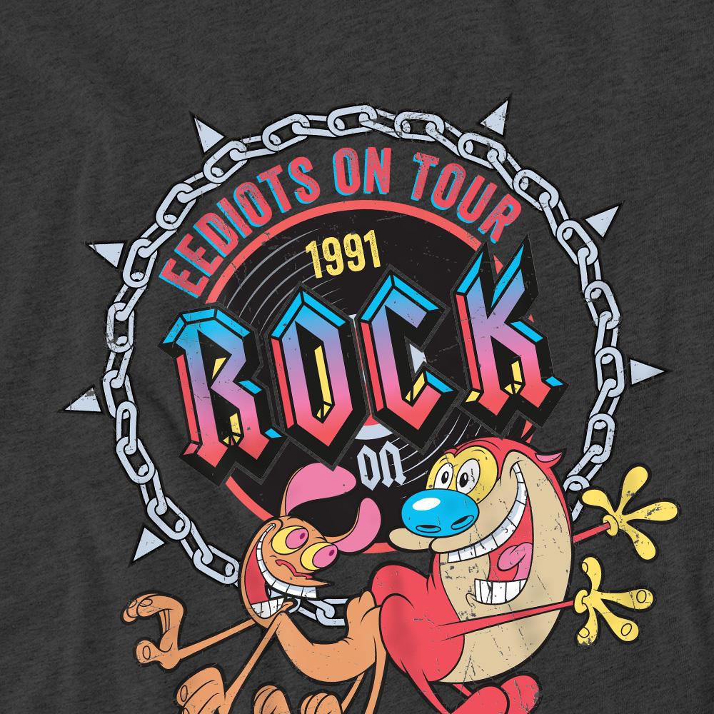 Charcoal - Pack Shot - Ren & Stimpy Unisex Adult Eediots On Tour T-Shirt