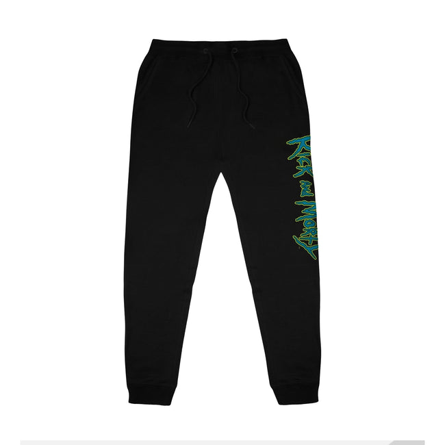 Black - Front - Rick And Morty Mens Logo Jogging Bottoms