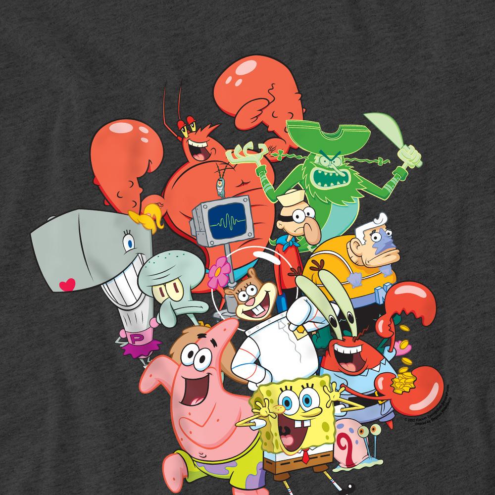 Charcoal - Pack Shot - SpongeBob SquarePants Unisex Adult The Whole Gang T-Shirt