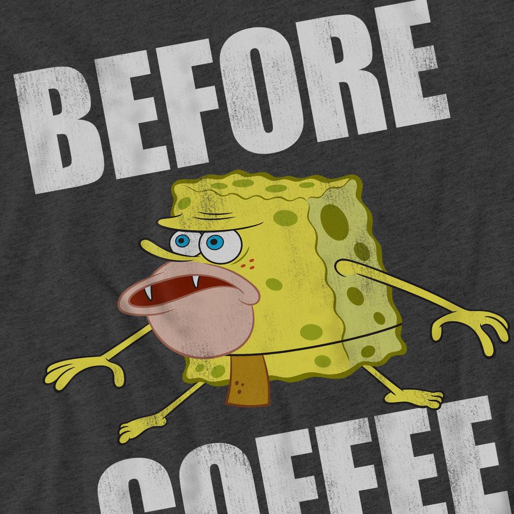Charcoal - Pack Shot - SpongeBob SquarePants Unisex Adult Before Coffee Meme T-Shirt