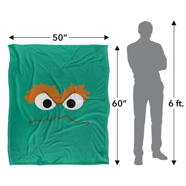Multicoloured - Pack Shot - Sesame Street Face Oscar The Grouch Blanket