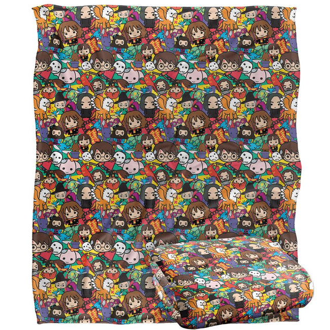 Multicoloured - Side - Harry Potter Chibi Group Blanket