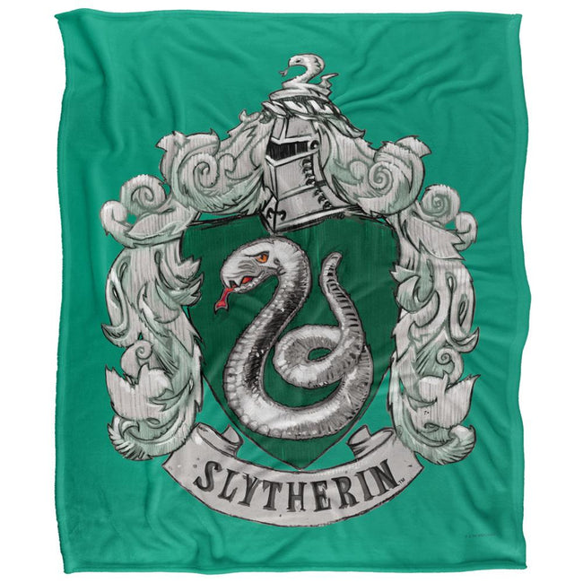 Multicoloured - Front - Harry Potter Slytherin Stitched Crest Blanket