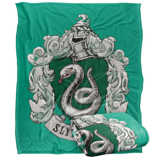 Multicoloured - Side - Harry Potter Slytherin Stitched Crest Blanket
