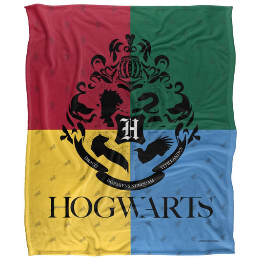 Multicoloured - Front - Harry Potter Hogwarts Crest Blanket