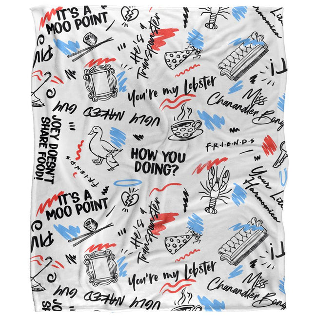 Multicoloured - Front - Friends Doodles Blanket