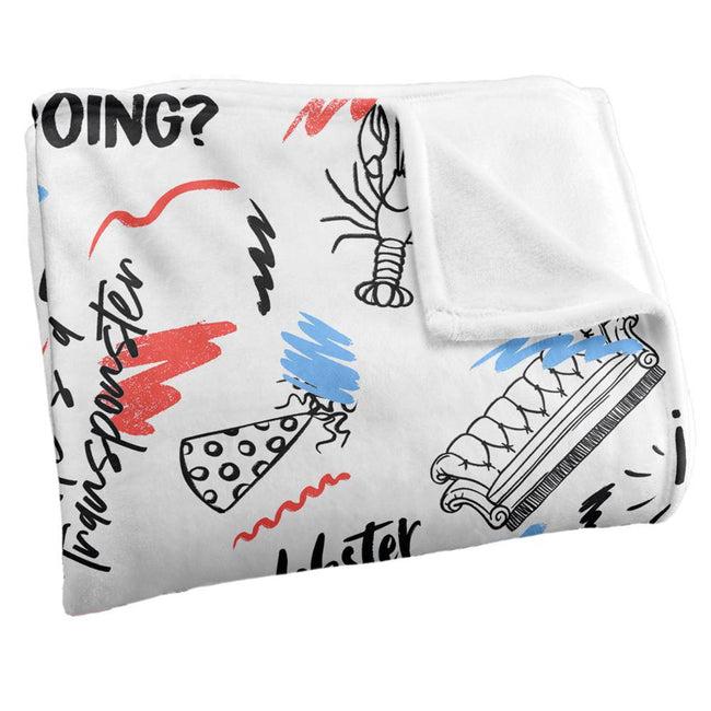 Multicoloured - Back - Friends Doodles Blanket