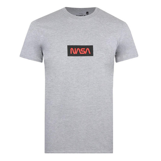 Grey - Front - NASA Mens Box Logo T-Shirt