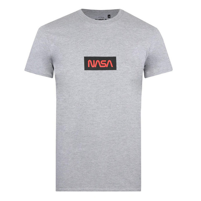 Grey - Front - NASA Mens Box Logo T-Shirt