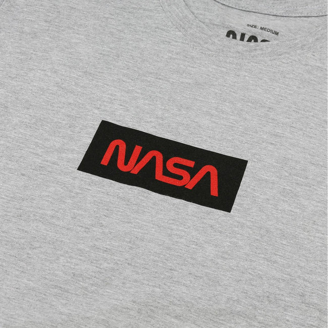 Grey - Side - NASA Mens Box Logo T-Shirt