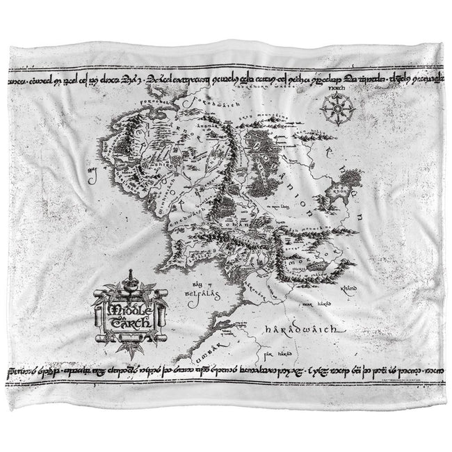 Multicoloured - Front - Lord Of The Rings World Map Blanket