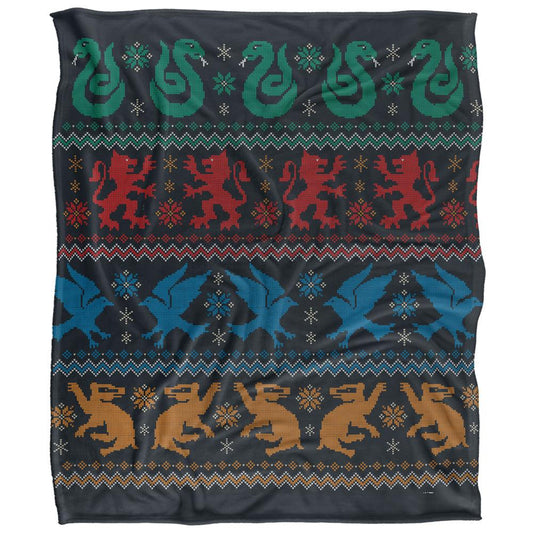 Multicoloured - Front - Harry Potter Hogwarts Houses Winter Blanket