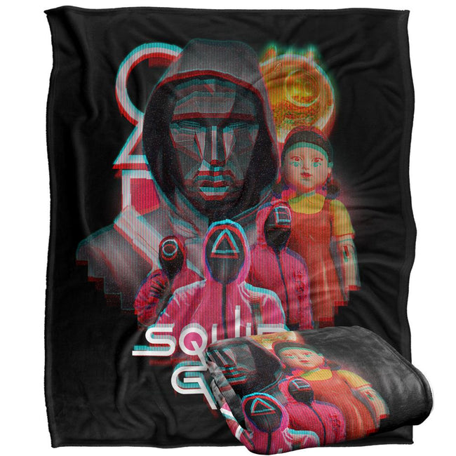 Multicoloured - Back - Squid Game Group Shot Front Man Blanket