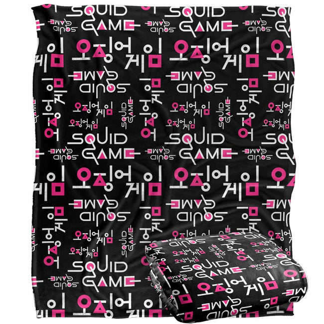Multicoloured - Back - Squid Game Repeat Logo Blanket