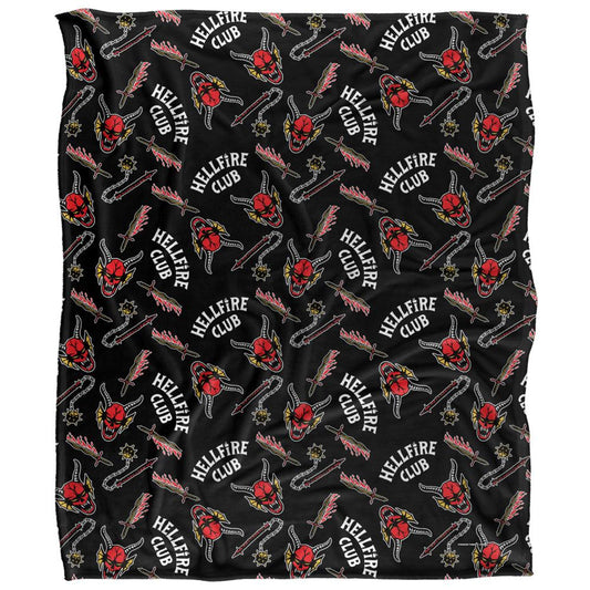 Multicoloured - Front - Stranger Things Hellfire Club All-Over Print Blanket