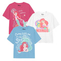 Pink-White-Blue - Front - The Little Mermaid Girls Explore The Sea T-Shirt (Pack of 3)