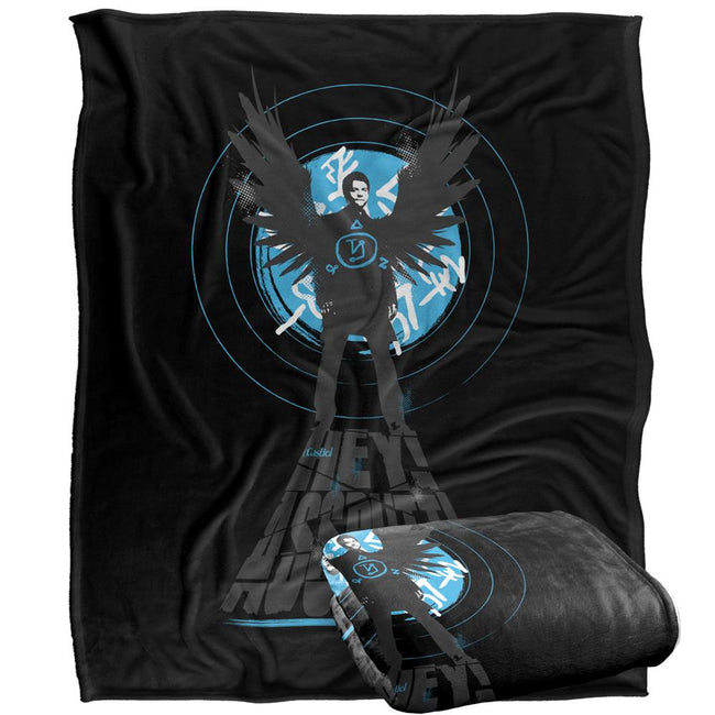 Multicoloured - Side - Supernatural Hey Assbutt Castiel Blanket
