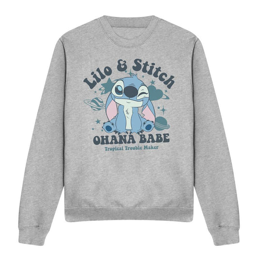 Heather Grey - Front - Lilo & Stitch Unisex Adult Ohana Babe Crew Neck Sweatshirt