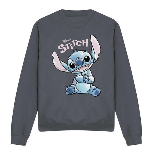 Charcoal - Front - Lilo & Stitch Unisex Adult Colour Me Happy Crew Neck Sweatshirt