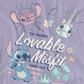Lavender - Side - Lilo & Stitch Womens-Ladies Lovable Misfit Classic Soft T-Shirt