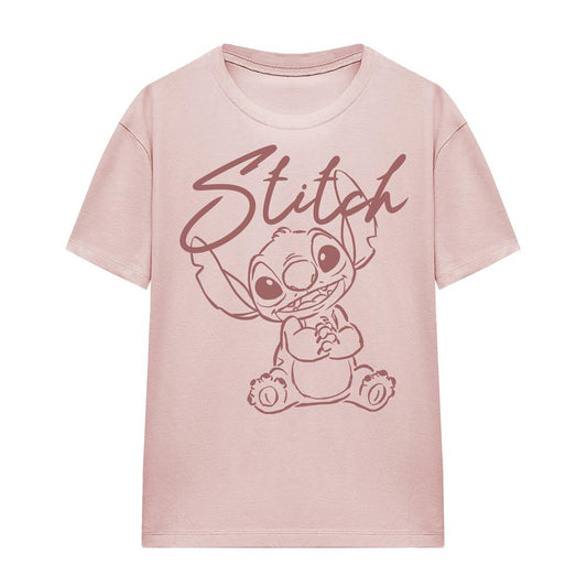 Powder Rose - Front - Lilo & Stitch Womens-Ladies Sketchy And Cute Classic T-Shirt