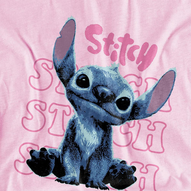 Light Pink - Side - Lilo & Stitch Girls Cute As Can Be Stitch Action Pose T-Shirt