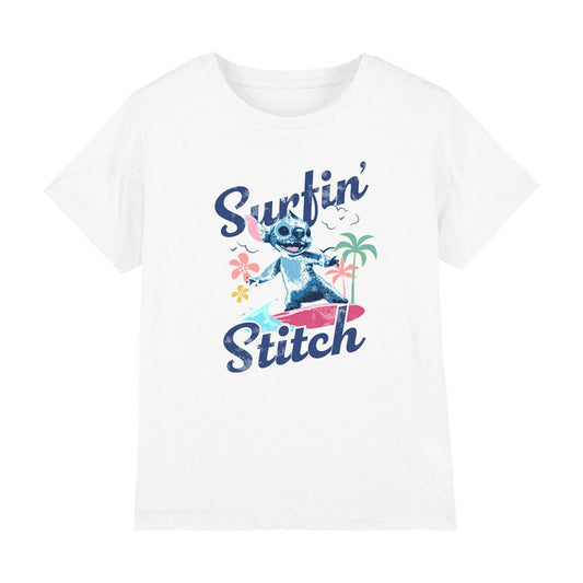 White - Front - Lilo & Stitch Girls Surfin Waves T-Shirt