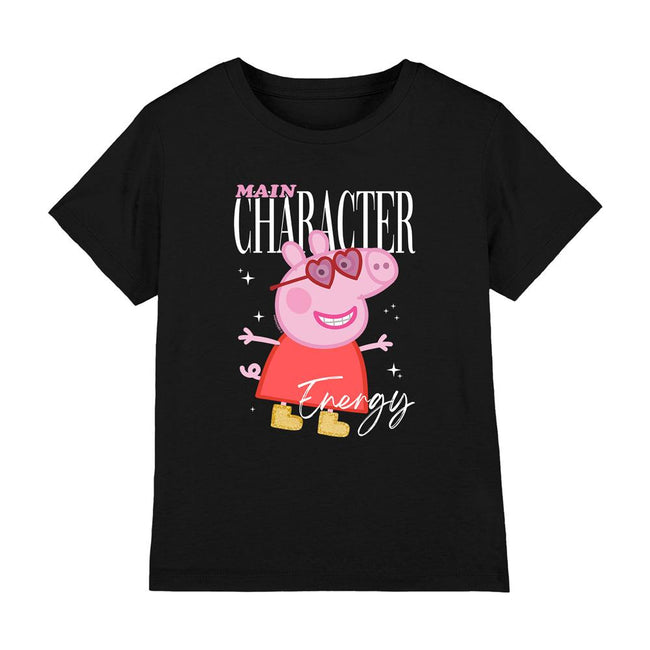 Black - Front - Peppa Pig Girls Main Character T-Shirt