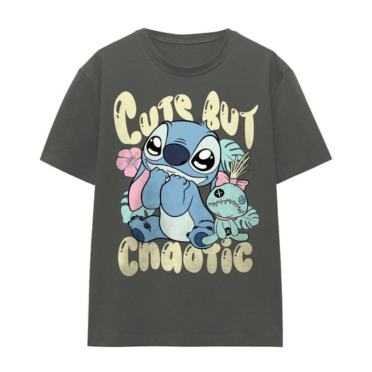 Charcoal - Front - Lilo & Stitch Womens-Ladies Cute But Chaotic Classic T-Shirt