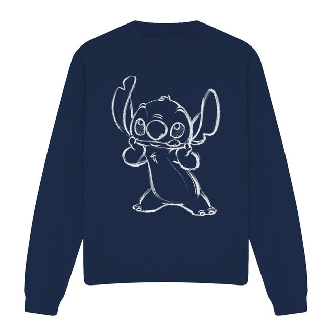 Navy - Front - Lilo & Stitch Unisex Adult Sketch Sweatshirt