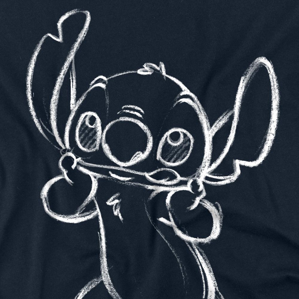 Navy - Side - Lilo & Stitch Unisex Adult Sketch Long-Sleeved T-Shirt