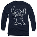 Navy - Front - Lilo & Stitch Unisex Adult Sketch Long-Sleeved T-Shirt