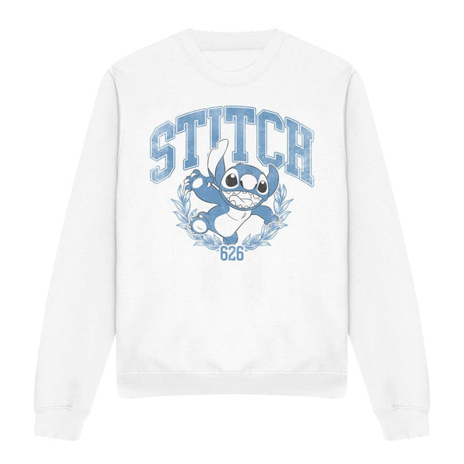 White - Front - Lilo & Stitch Unisex Adult College Sweatshirt
