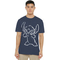 Heather Navy - Side - Lilo & Stitch Unisex Adult Sketch T-Shirt