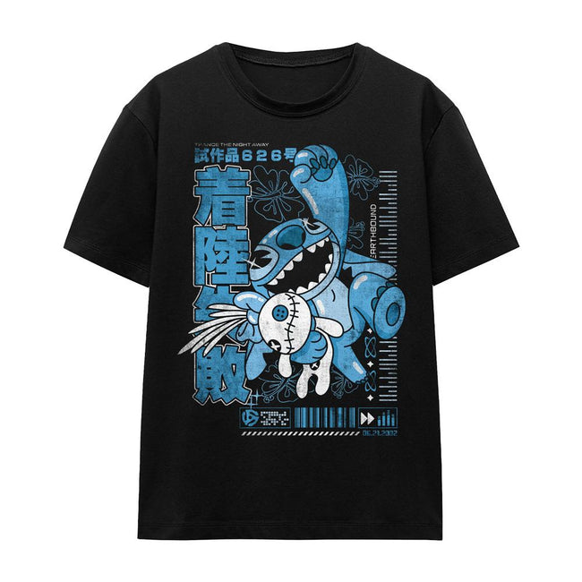 Black - Front - Lilo & Stitch Womens-Ladies Manga Jump T-Shirt