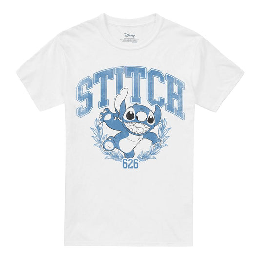 White - Front - Lilo & Stitch Unisex Adult College T-Shirt