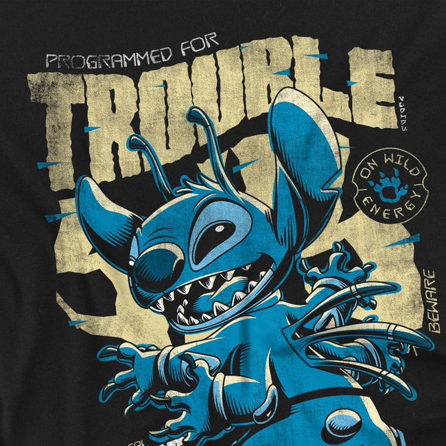 Black - Side - Lilo & Stitch Unisex Adult Trouble Comic T-Shirt