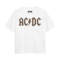 White-Brown - Front - AC-DC Girls Leopard Print Logo T-Shirt