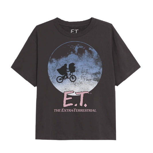 Black - Front - E.T Girls Moon & Bike T-Shirt