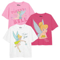 Pink-White - Front - Tinkerbell Girls Magic T-Shirt (Pack of 3)
