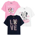 Pink-White-Navy - Front - Disney Girls Minnie Mouse & Daisy Love T-Shirt (Pack of 3)