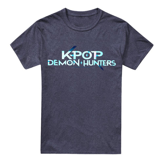 Heather Navy - Front - K-Pop Demon Hunters Unisex Adult Logo T-Shirt